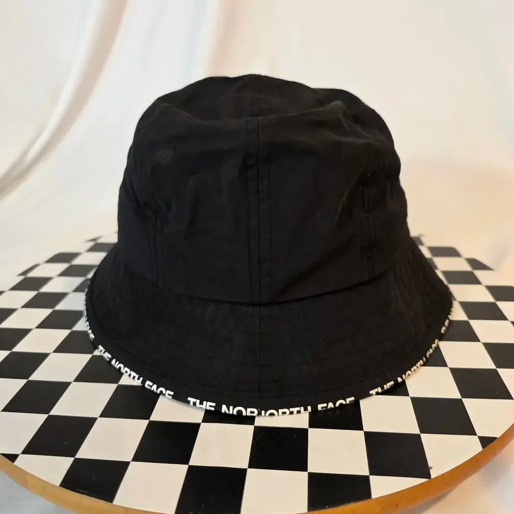 The North Face Black Spellout Brim Bucket Hat Unisex Small / Medium